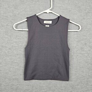 BABATON Women's Dark Grey Round Neck Cropped Top Size 2XS